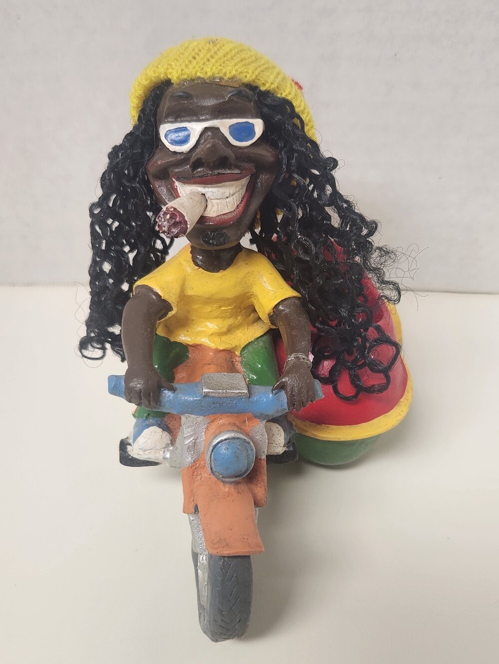 Rasta Moped Motorcycle Rider Resin Figurine